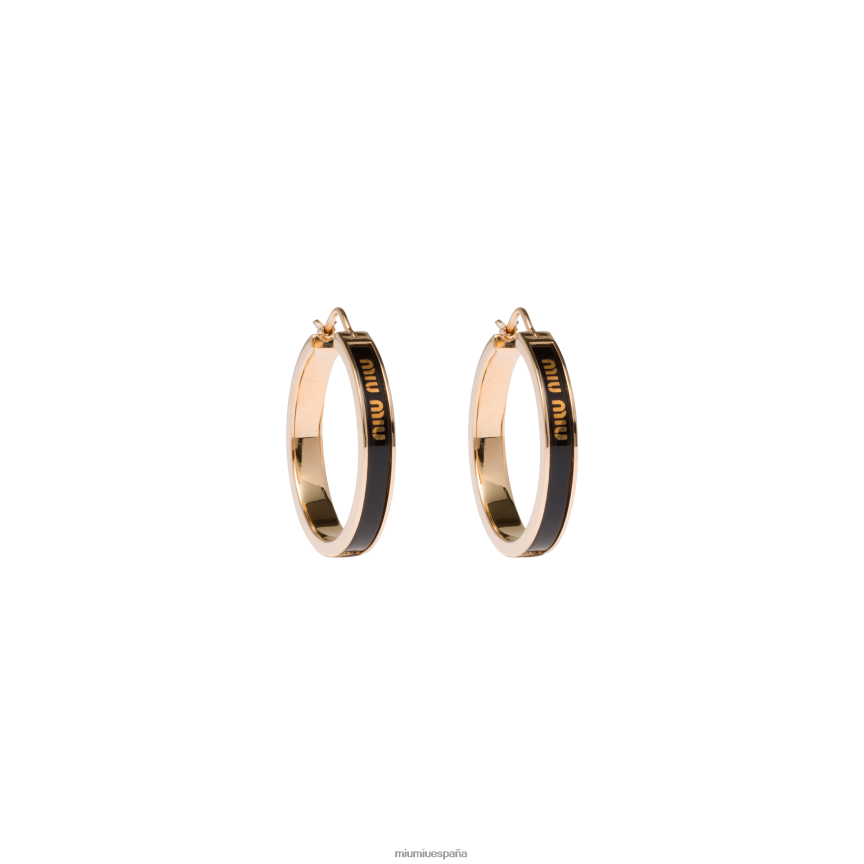 es Miu Miujoyas aretes de metal esmaltado negro JPDFR81302