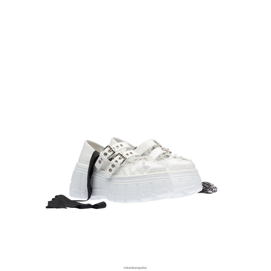 es Miu Miuzapatos bailarinas con plataforma plana de naplak blanco JPDFR8285