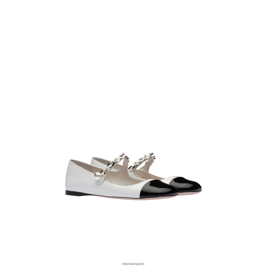 es Miu Miuzapatos bailarinas de charol blanco negro JPDFR8286