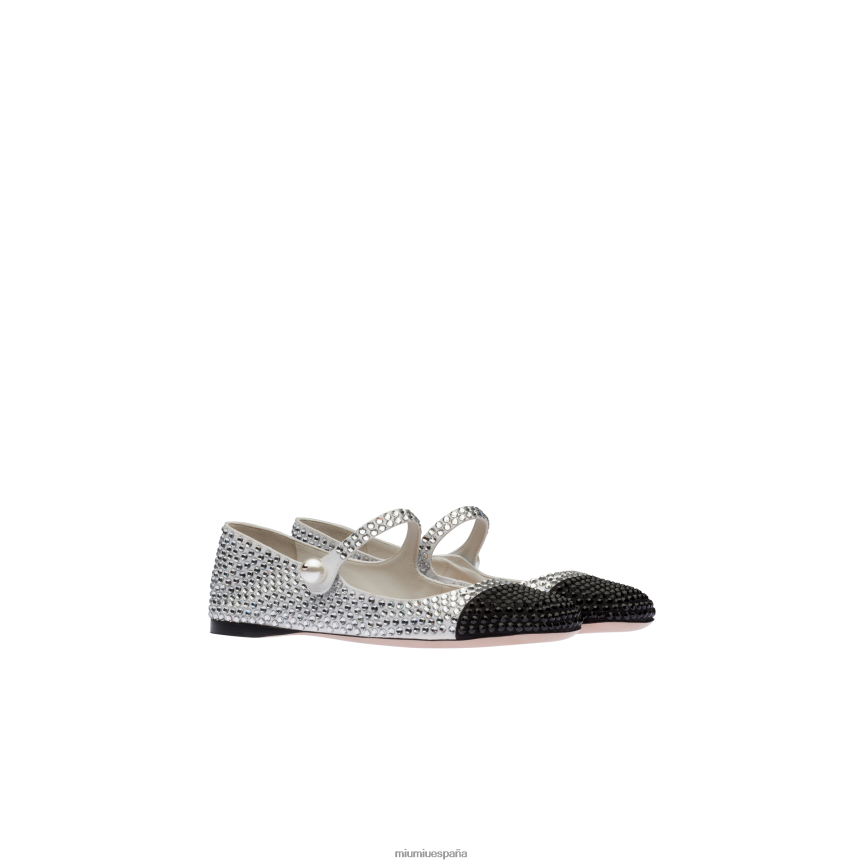 es Miu Miuzapatos bailarinas de gabardina de algodón blanco negro JPDFR8287