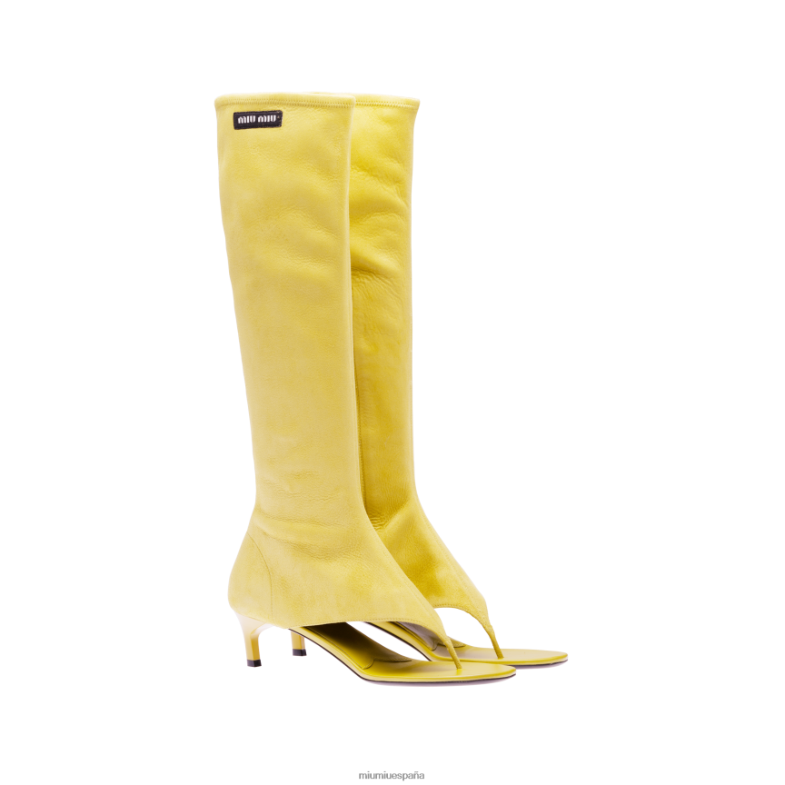 es Miu Miuzapatos botas de ante amarillo limón JPDFR8337