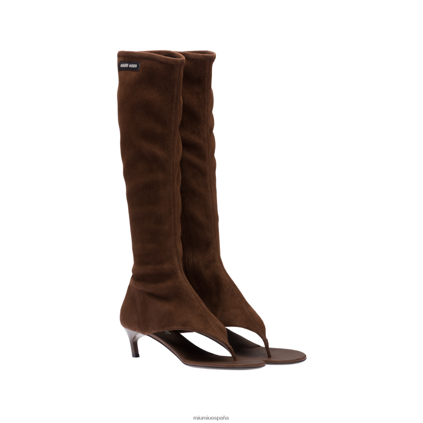 es Miu Miuzapatos botas de ante marrón cacao JPDFR8333