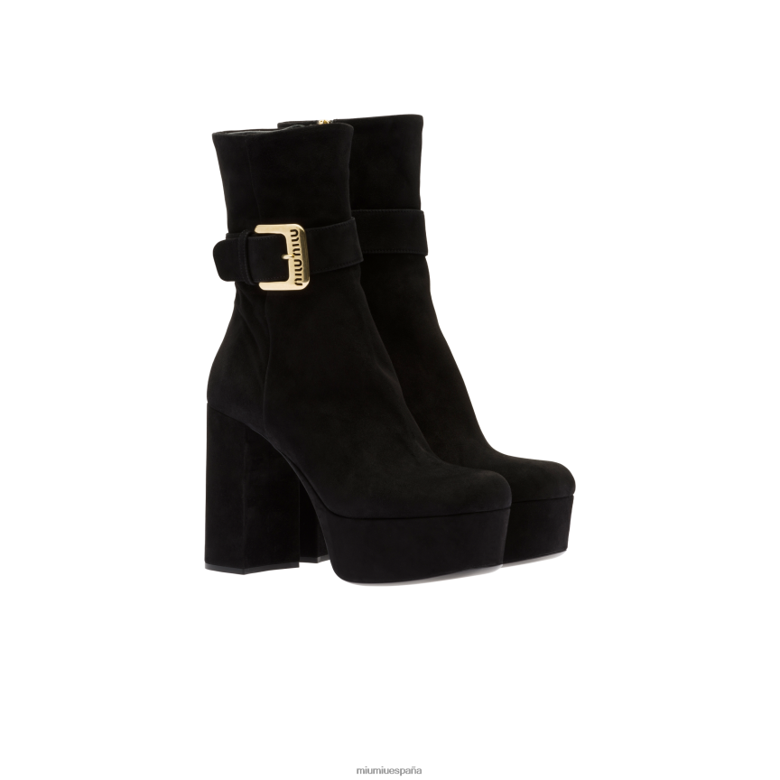 es Miu Miuzapatos botines de ante con plataforma negro JPDFR8342