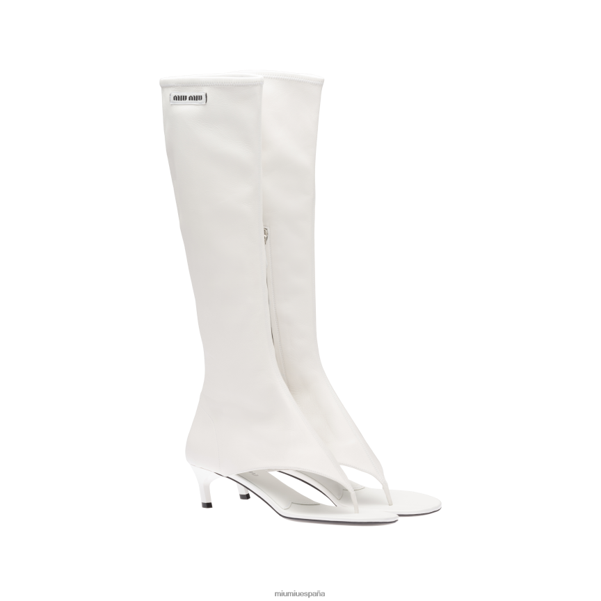 es Miu Miuzapatos botines de piel de napa elástica blanco JPDFR8332