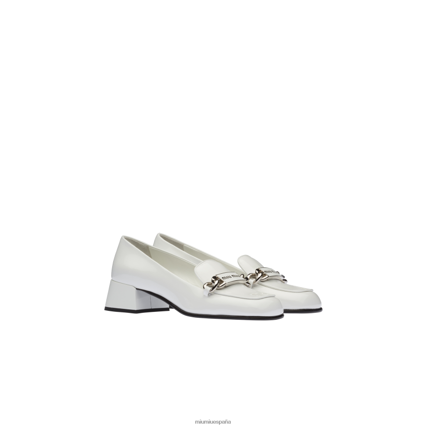es Miu Miuzapatos mocasines de charol blanco JPDFR8325