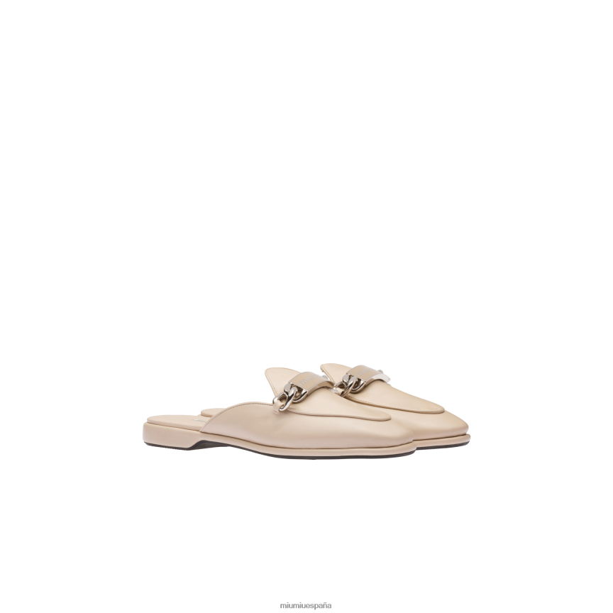 es Miu Miuzapatos mocasines de cuero beis del desierto JPDFR8327