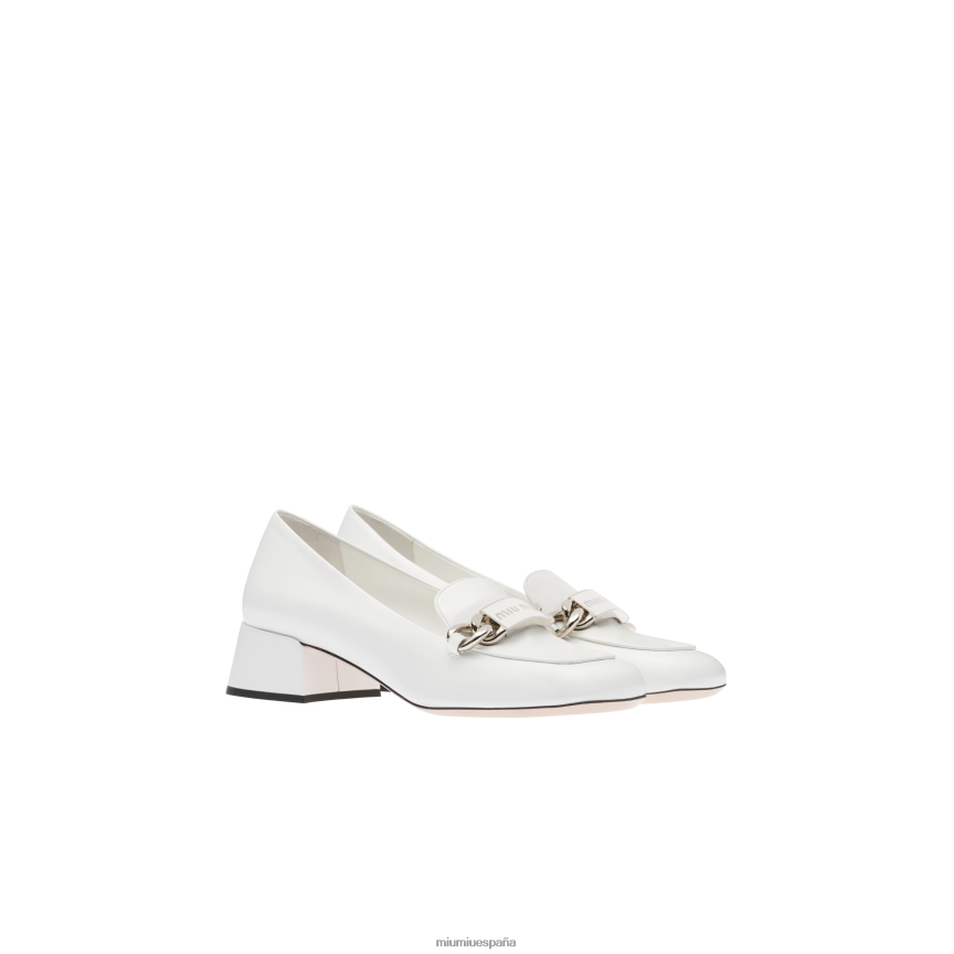 es Miu Miuzapatos mocasines de cuero blanco JPDFR8324