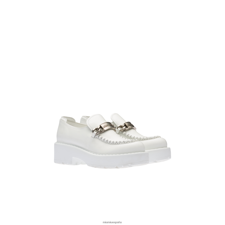 es Miu Miuzapatos mocasines de cuero blanco JPDFR8329