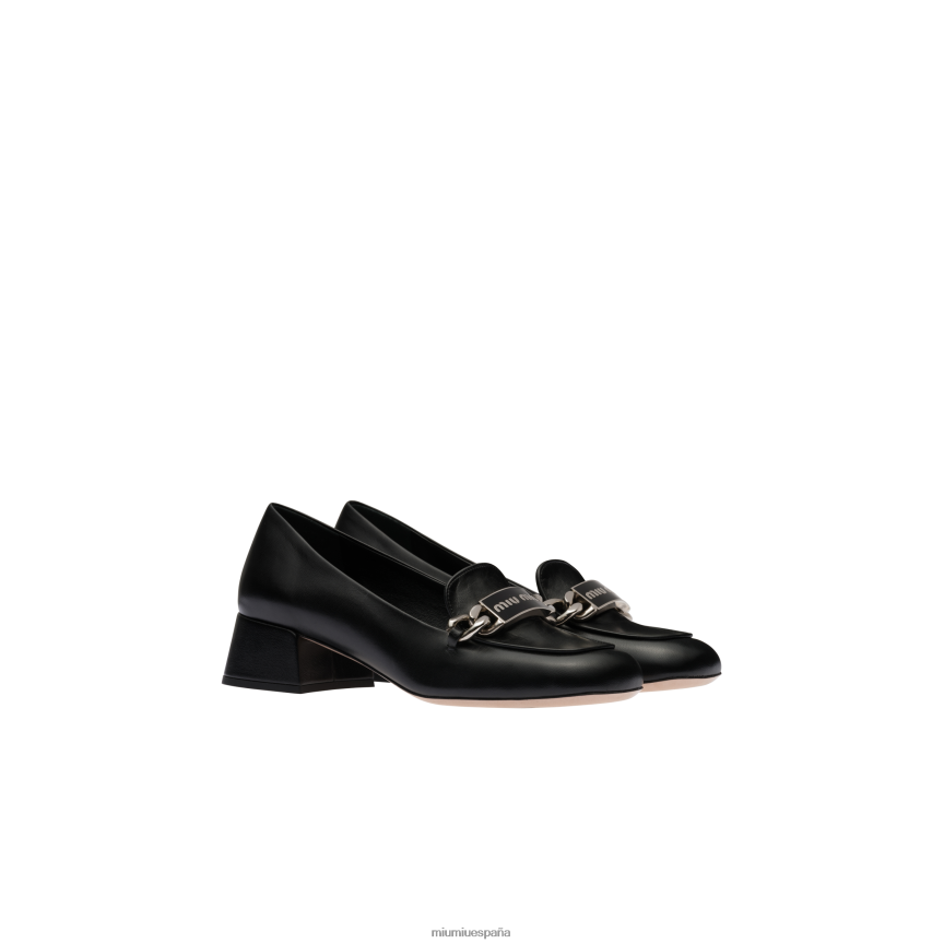 es Miu Miuzapatos mocasines de cuero negro JPDFR8322