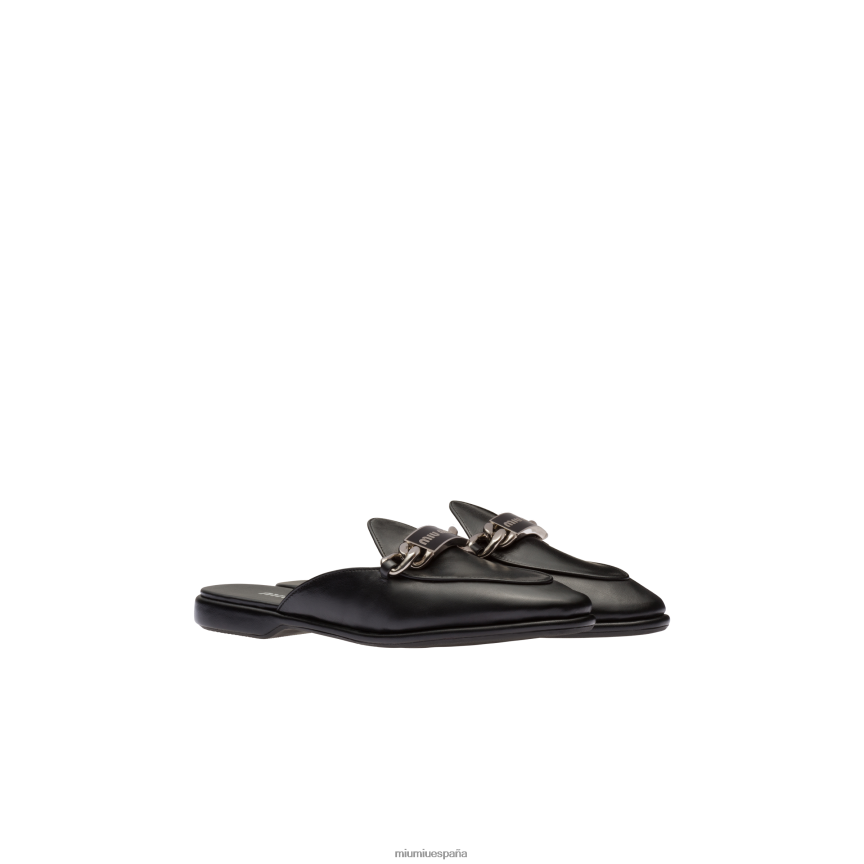es Miu Miuzapatos mocasines de cuero negro JPDFR8328
