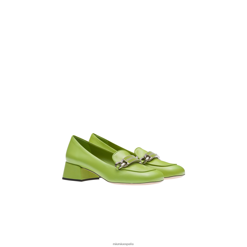 es Miu Miuzapatos mocasines de cuero verde helecho JPDFR8323