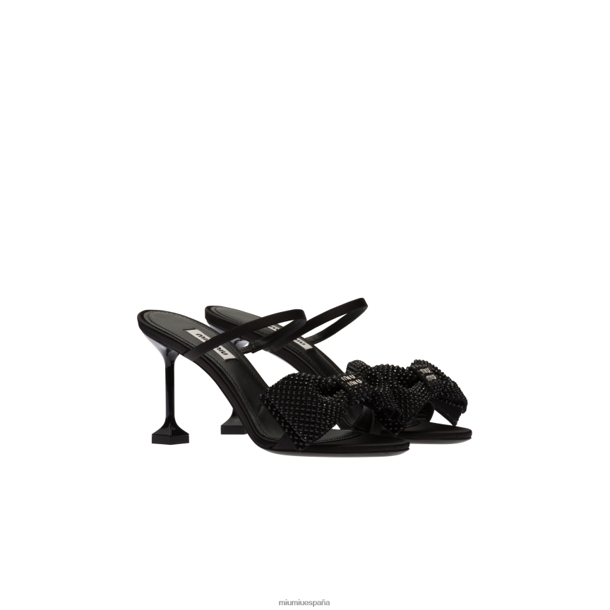 es Miu Miuzapatos sandalias con lazo de satén negro JPDFR8250