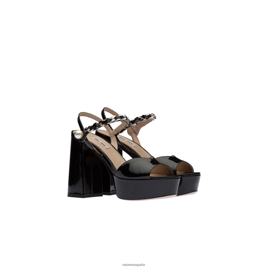 es Miu Miuzapatos sandalias con plataforma de charol negro JPDFR8242