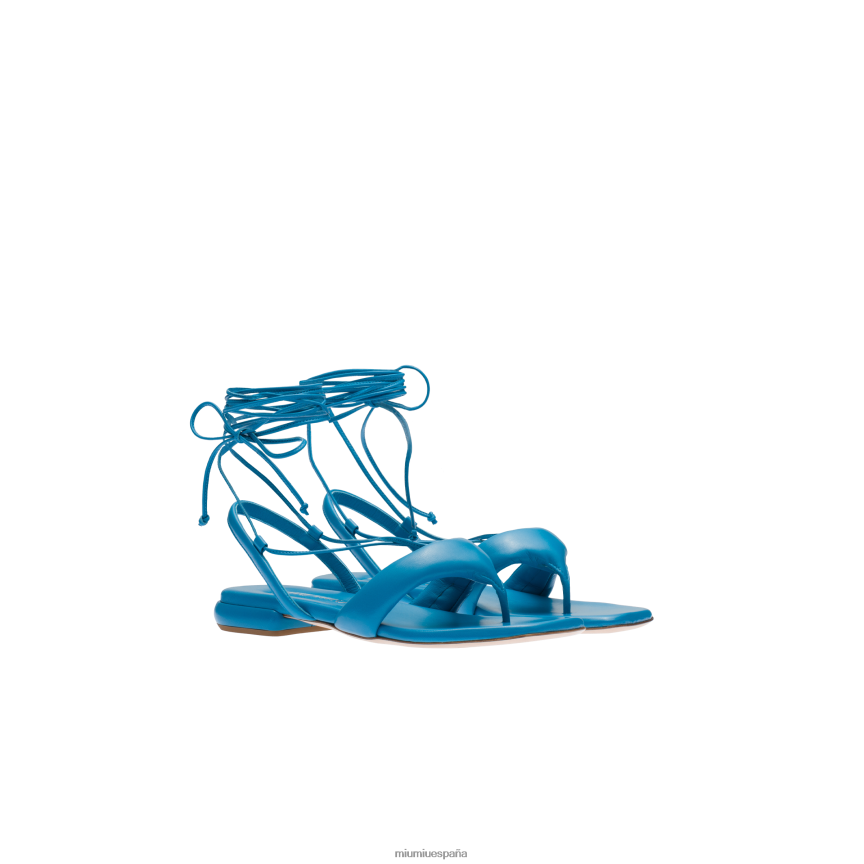 es Miu Miuzapatos sandalias de cuero azul zafiro JPDFR8228