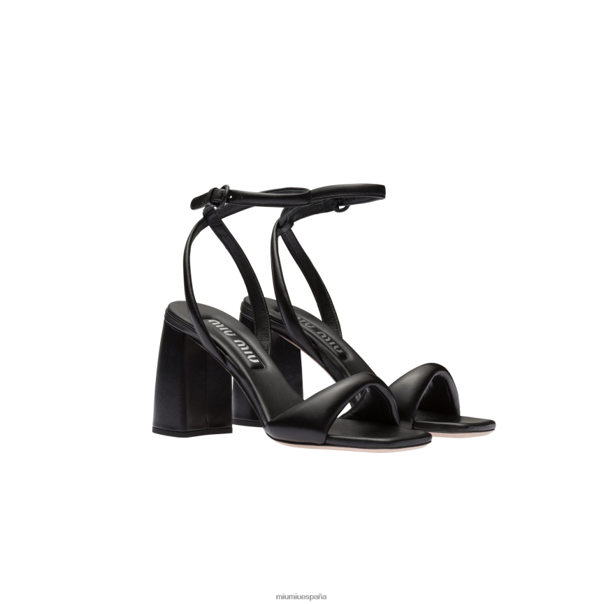 es Miu Miuzapatos sandalias de cuero negro JPDFR8221