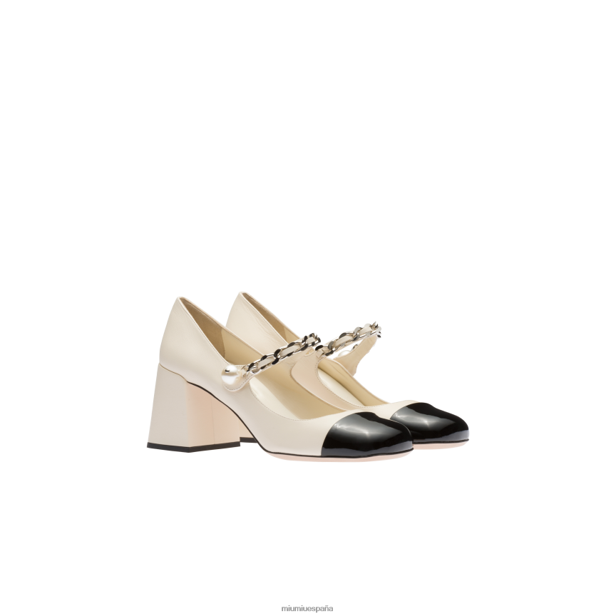 es Miu Miuzapatos bombas de cuero marfil/negro JPDFR8192